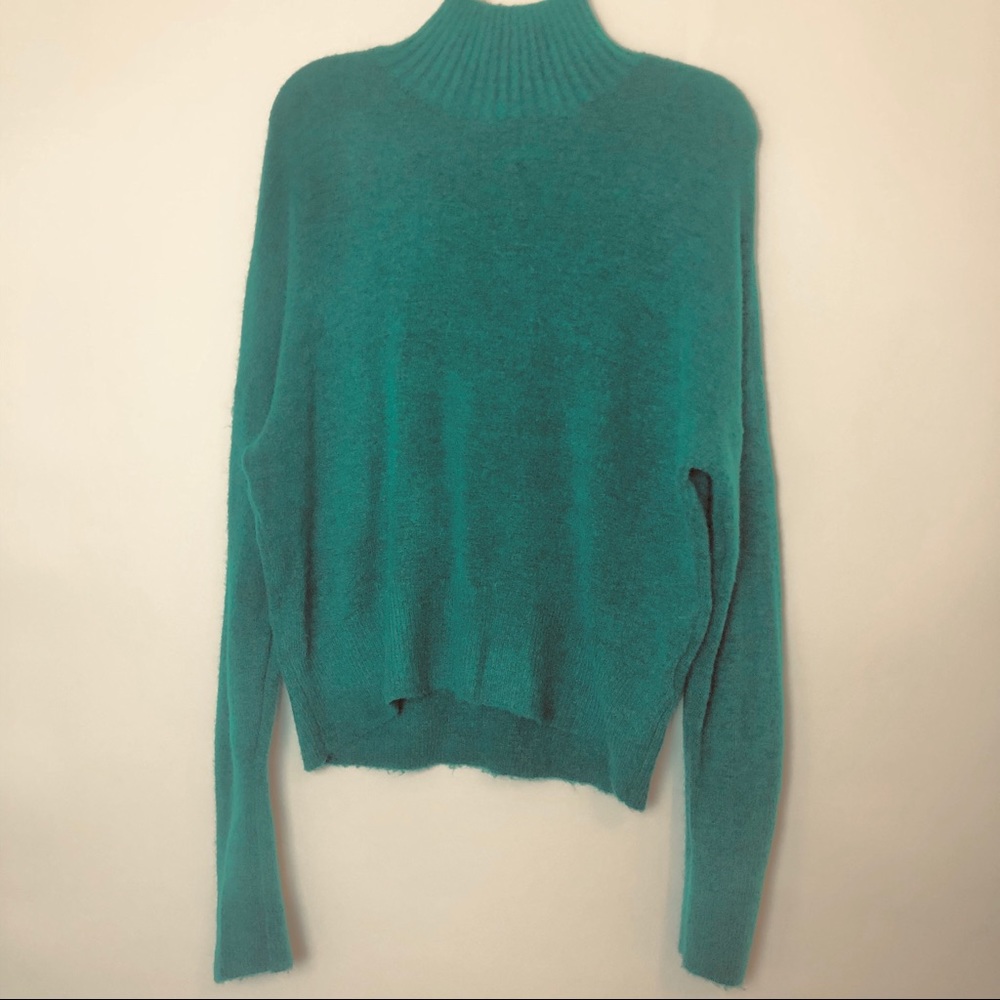 Express Emerald Green Oversized Mock Neck Sweater